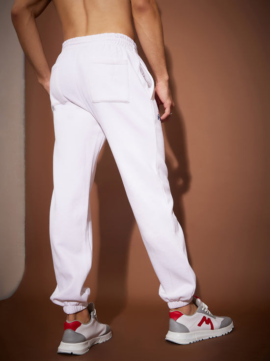 Men White Fear Less Oversized Joggers