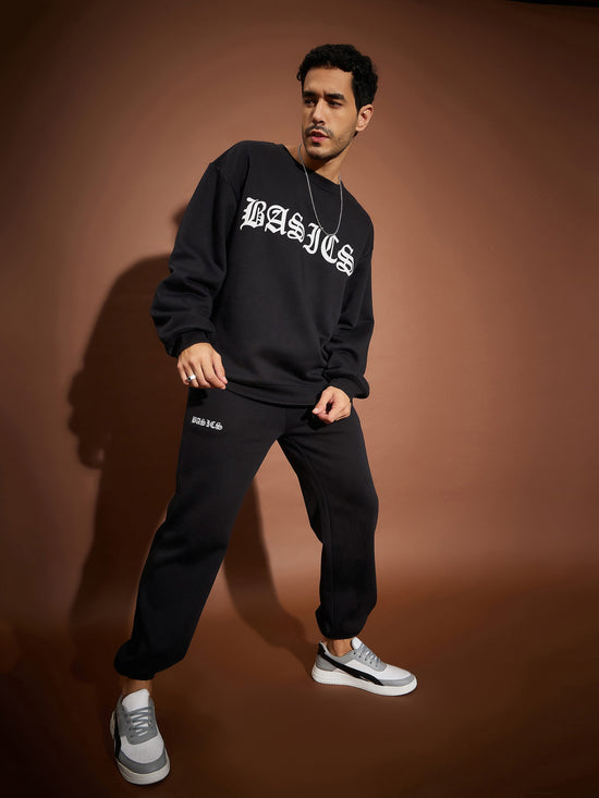 Men Black Basic Oversized Joggers