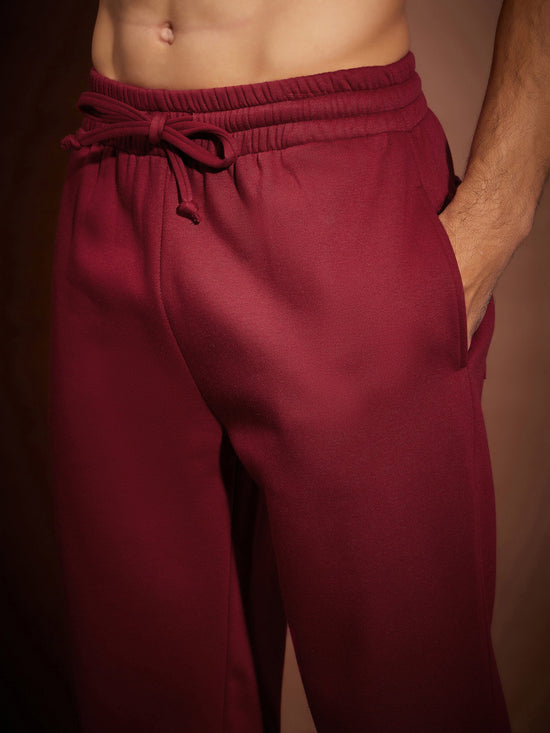 Men Maroon Oversized Joggers