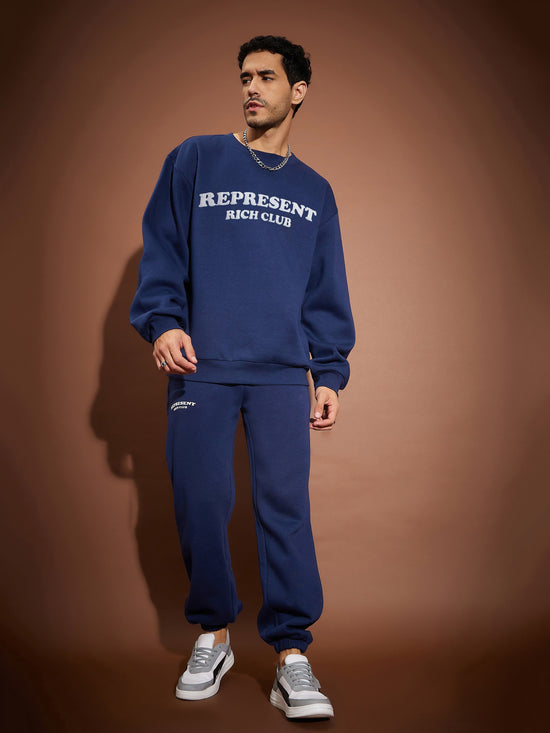 Men Navy Represent Oversized Sweatshirt With Joggers