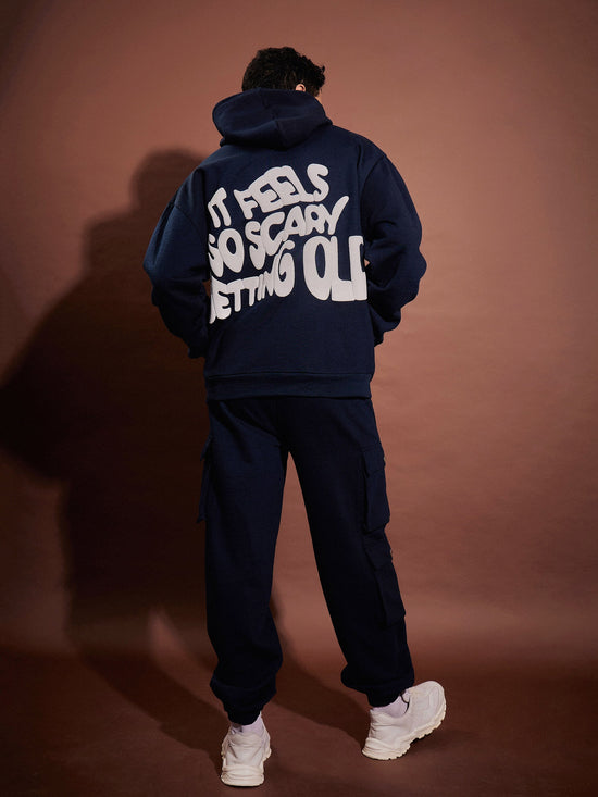 Men Navy Getting Old Oversized Hoodie With Joggers