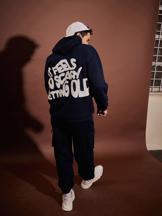 Men Navy Getting Old Oversized Hoodie With Joggers