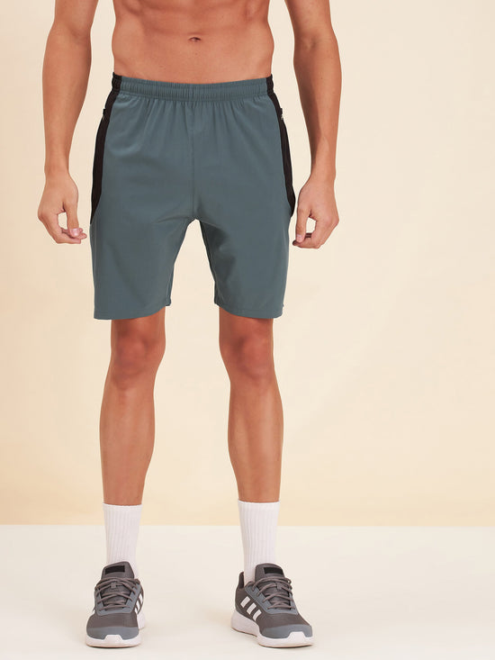 Men Teal Blue & Black Dry Fit Shorts