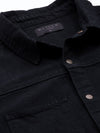 Men's Black Distressed Denim Jacket Shirt