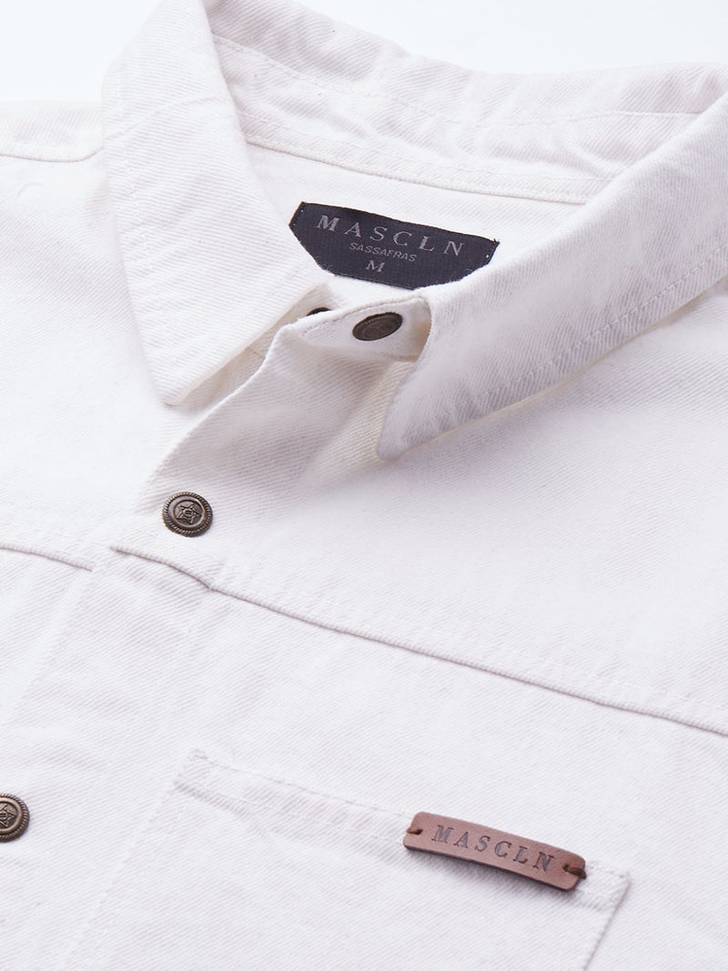 Men's White Denim Jacket Shirt