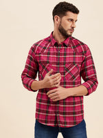 Men Fuchsia Check Regular Shirt