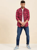 Men Fuchsia Check Regular Shirt