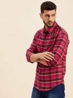 Men Fuchsia Check Regular Shirt