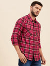 Men Fuchsia Check Regular Shirt