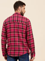 Men Fuchsia Check Regular Shirt