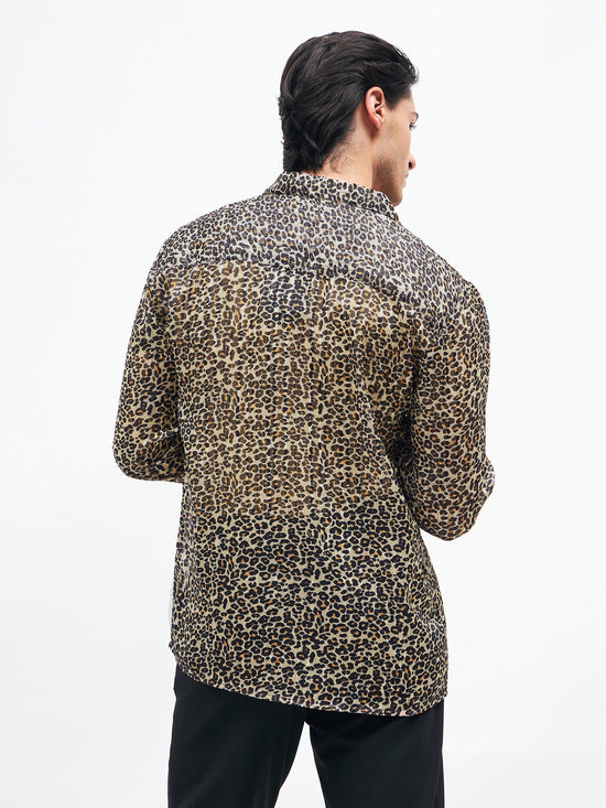 Unisex Leopard Print Lurex Party Shirt