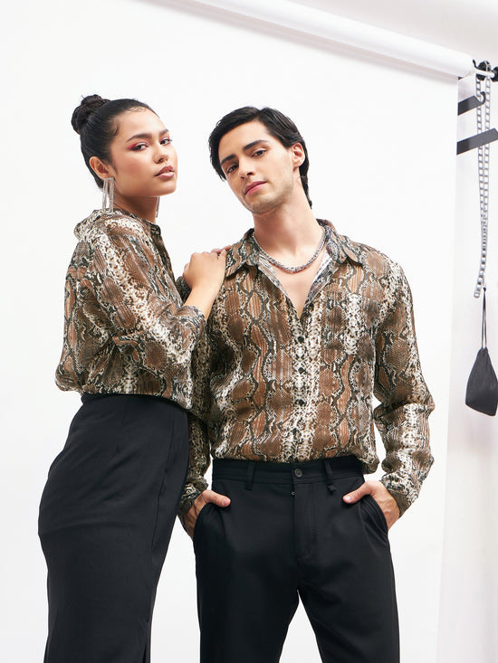 Unisex Snake Lurex Party Shirt