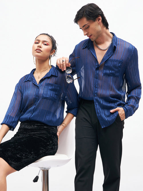 Unisex Navy Lurex Party Shirt