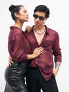 Unisex Maroon Lurex Party Shirt