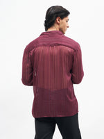 Unisex Maroon Lurex Party Shirt