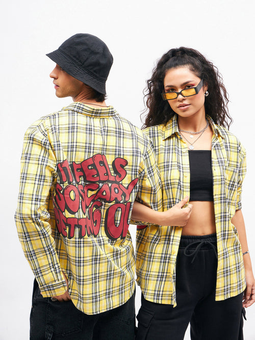 Unisex Yellow Check Getting Old Oversized Shirt