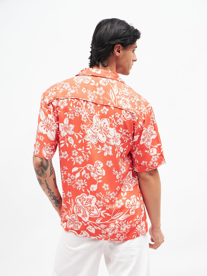 Unisex Orange Tropical Short Sleeves Shirt