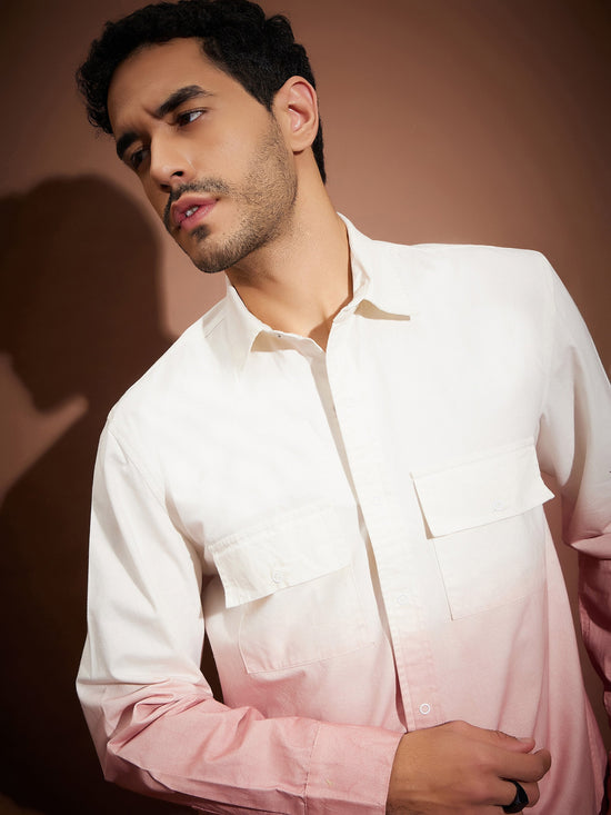 Men Mauve & White Ombre Shirt