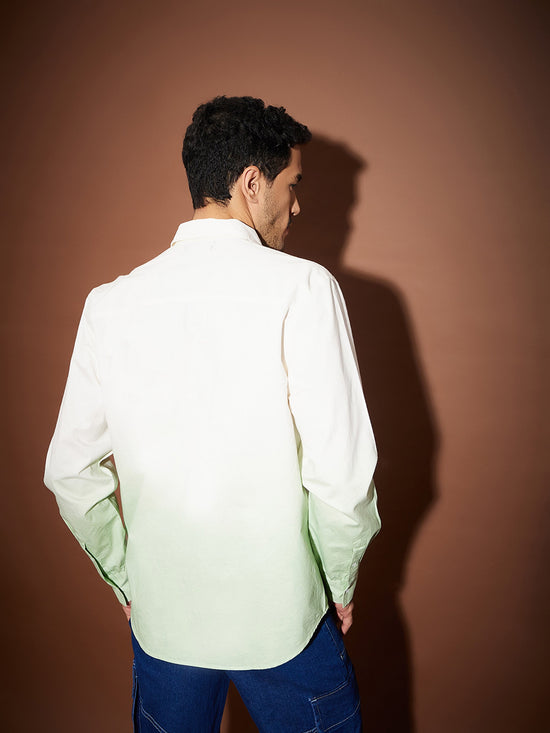 Men Green & White Ombre Shirt