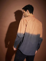 Men Orange & Dark Grey Ombre Shirt