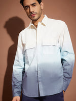 Men Blue & White Ombre Shirt