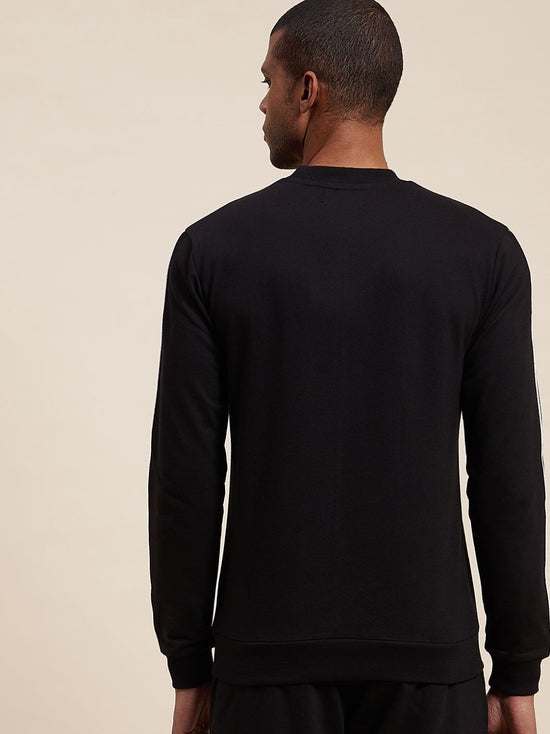 Men's Black Slim Fit Piping Detail Sweatshirt