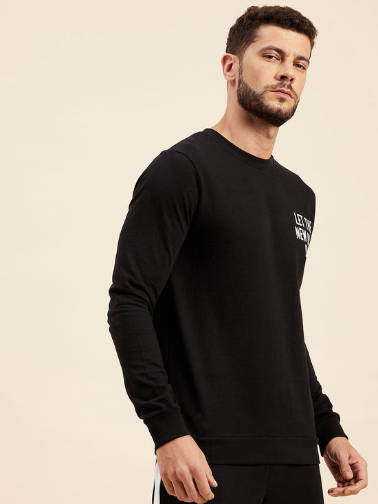 Men Black LET THE NEW DAY DAWN Print Sweatshirt