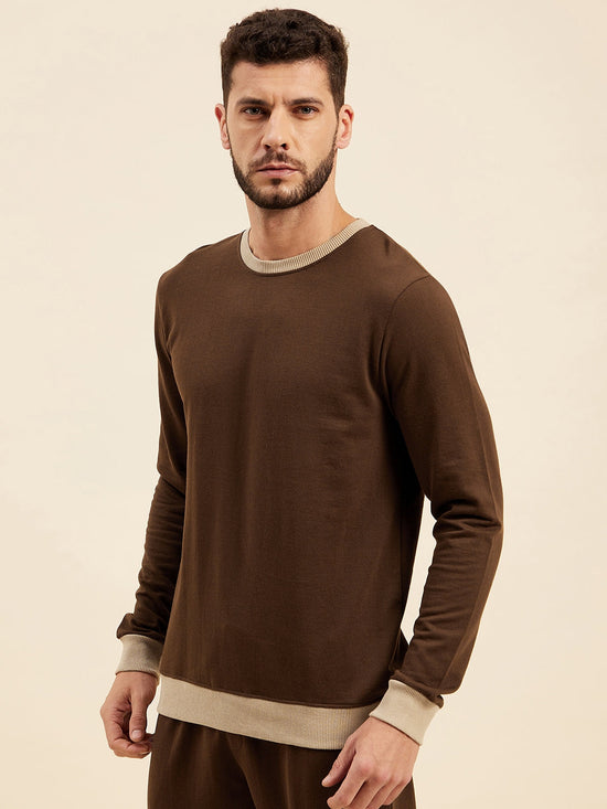 Men Brown Terry Sweatshirt