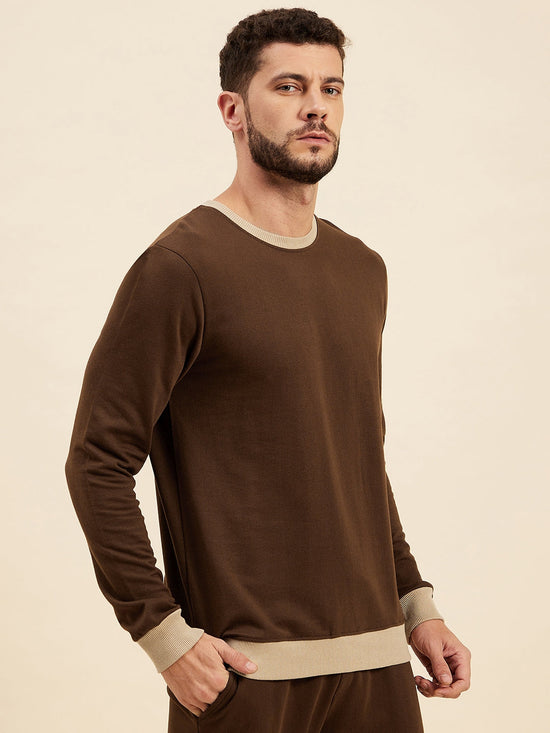 Men Brown Terry Sweatshirt