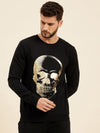 Men Black Skull Foil Print Sweatshirt