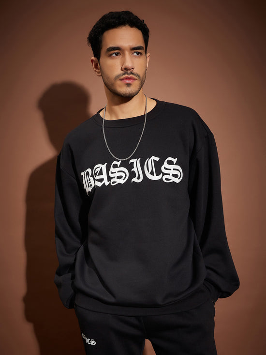 Men Black Basic Oversized Sweatshirt