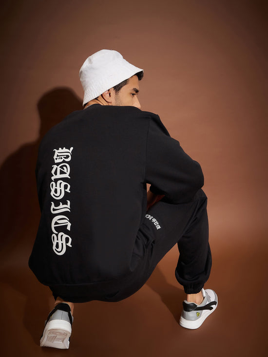 Men Black Basic Oversized Sweatshirt