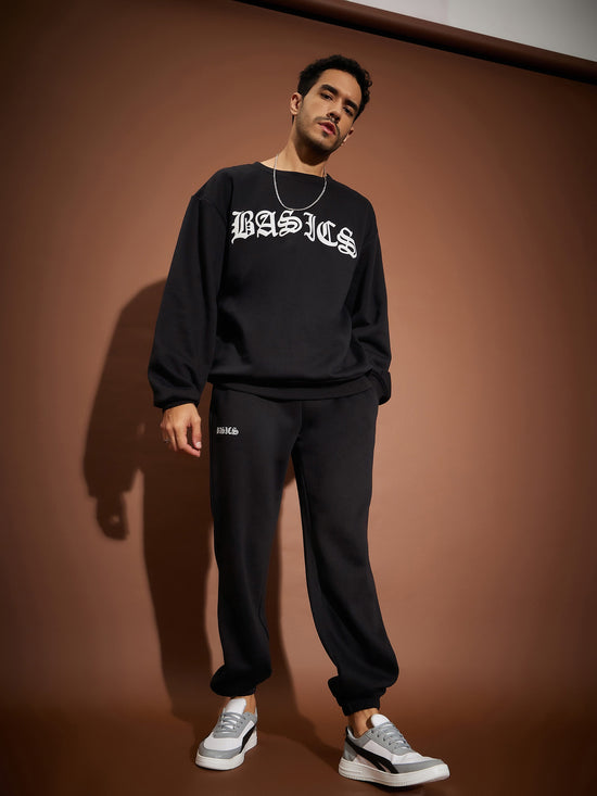 Men Black Basic Oversized Sweatshirt