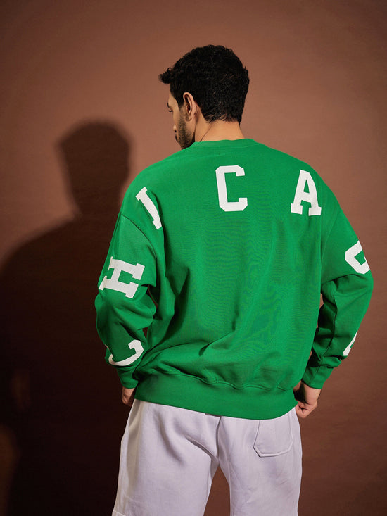 Men Green Chicago Oversized Sweatshirt