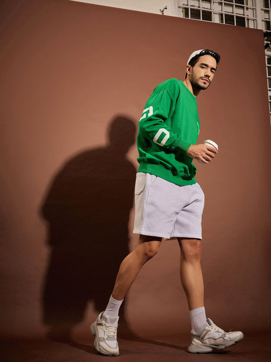 Men Green Chicago Oversized Sweatshirt