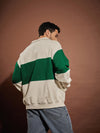 Men Beige & Green California Zipper Oversized Sweatshirt