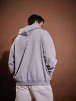 Men Grey Melange Vintage Oversized Hoodie