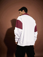 Men White & Maroon San Francisco Front Button Sweatshirt