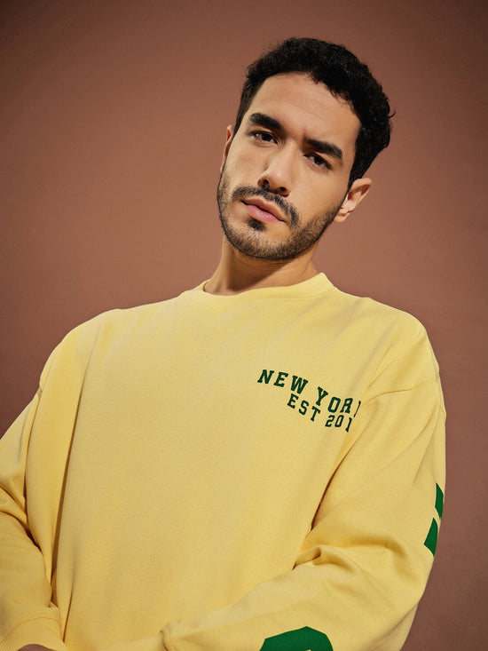 Men Yellow Chicago Oversized Sweatshirt