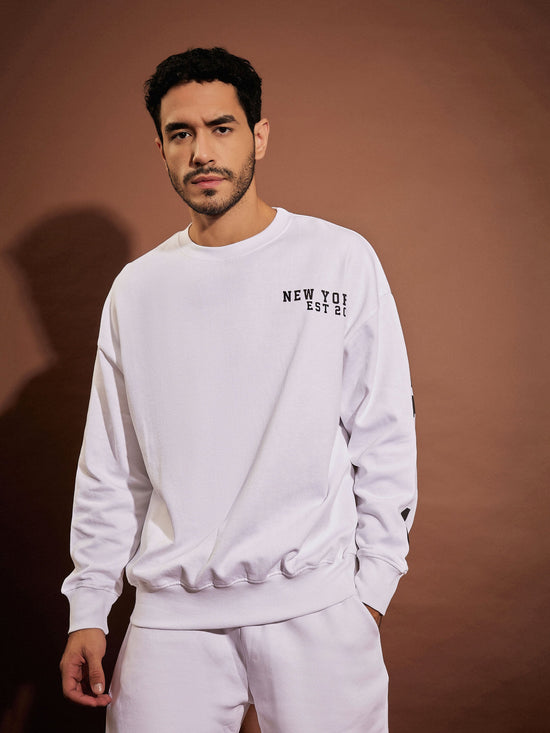 Men White Chicago Oversized Sweatshirt