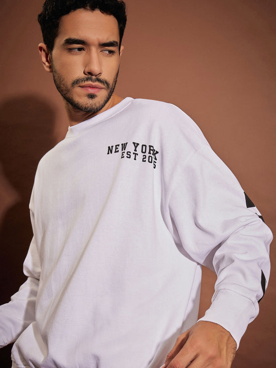 Men White Chicago Oversized Sweatshirt