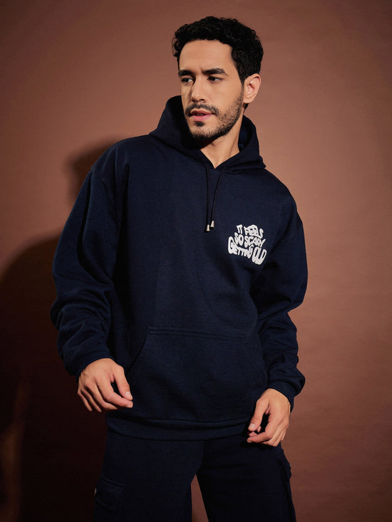 Men Navy Getting Old Oversized Hoodie