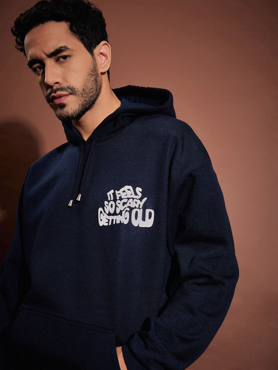 Men Navy Getting Old Oversized Hoodie