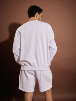 Men White Area Eastern Oversized Sweatshirt