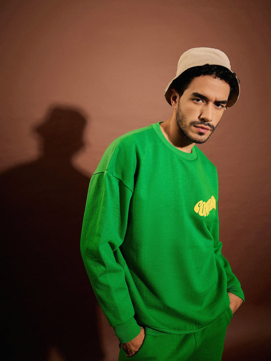 Men Green Companions Oversized Sweatshirt