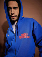 Men Blue Beyond Tomorrow Oversized Zipper Hoodie