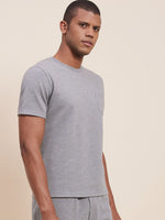 Men's Grey Melange Slim Fit Pocket T-Shirt