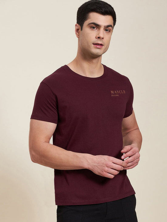 Men Burgundy Slim Fit MASCLN ORIGINAL T-Shirt