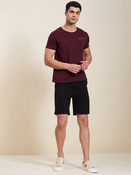 Men Burgundy Slim Fit MASCLN ORIGINAL T-Shirt