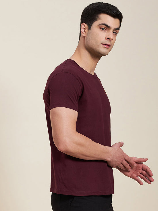 Men Burgundy Slim Fit MASCLN ORIGINAL T-Shirt